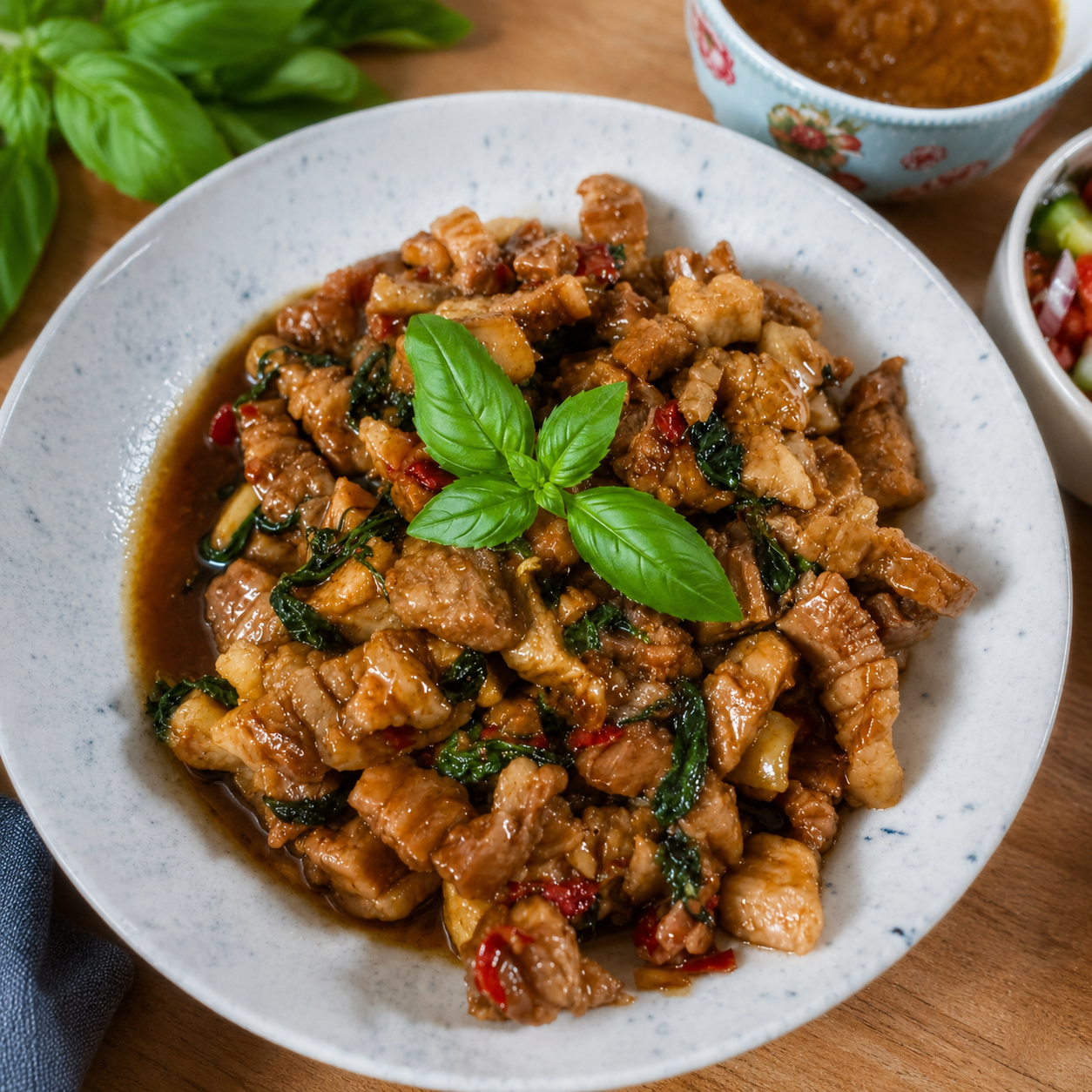 Buikspek met Thaise zoete basilicum